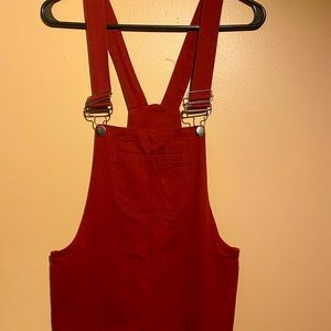Burgundy overall dress